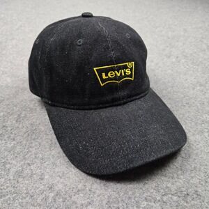 Levis Star Wars Hat Mens OSFM Black Denim Batwing Logo May The Force Strap Cap